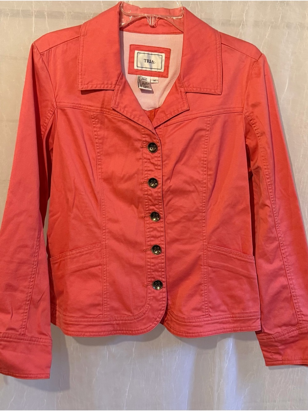 Tria Coral Button-Front Jean Jacket Size M